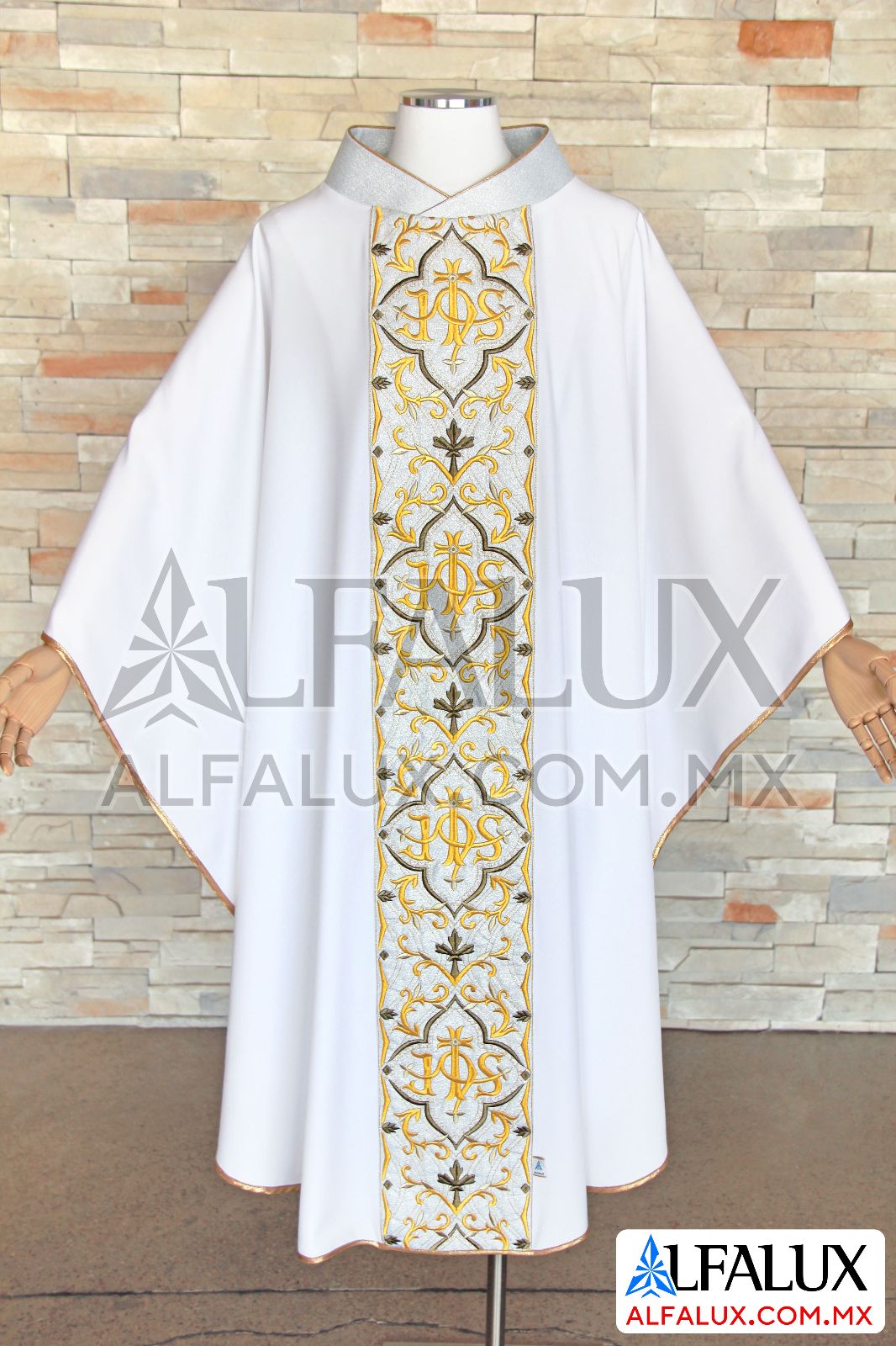 26 REDENTOR Casulla Alfalux Blanco Plata Central Bronce XE (5)